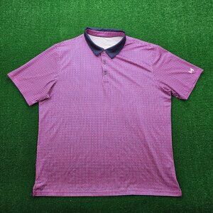 Maelreg Performance Polo Shirt Mens 2XL Pink Geometric‎ Short Sleeve Golf Preppy